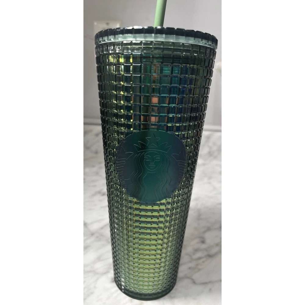 STARBUCKS - Christmas Green Holiday Tumbler Venti 24oz Cold Cup With Straw NEW - Picture 3 of 6